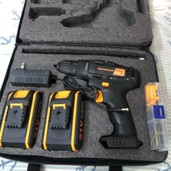 21V Cordless Drill with 2 Batteries & Charger,3/8-Inch Keyless Chuck Power Drill - Picture 1 of 2